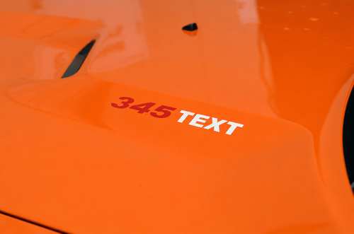 345 Aangepaste Tekst Lettering Paar Motorkap Vinyl Decal Sticker voor Dodge Challenger