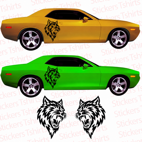 Custom Cat Head Door Graphic Pair Deur Vinylsticker voor Dodge Challenger