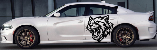 Op maat gemaakte kattenkop zijkant vinyl decal sticker voor Dodge Charger Hellcat 2015-2023