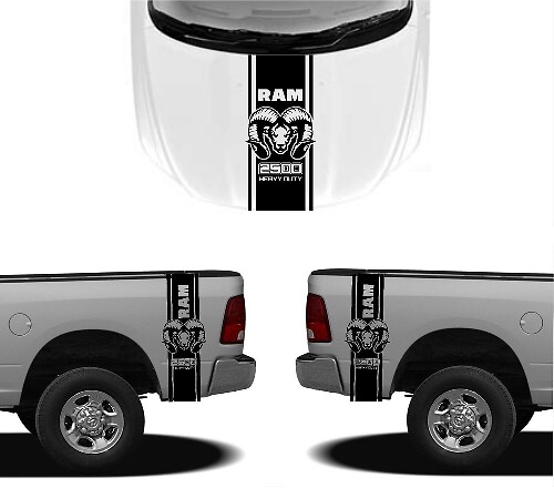3X DODGE HOOD FENDER DECALS RAM HEMI 2500 1500 grafische vinyl carrosseriestickers