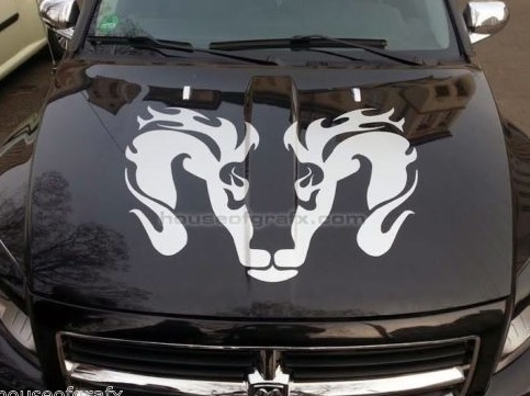 23x30 Tribal Flaming Head grafische sticker past op Dodge Ram Dakota Hemi 4x4 Truck