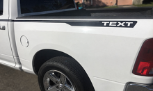Aangepaste Tekststijl Strepen Zijvinyl Decal Sticker voor Dodge Ram 1500_2