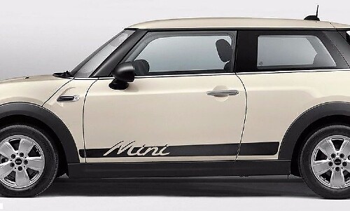 Mini Cooper S F56 2014-2016 - zijstrepen graphics Mini belettering porsche stijl