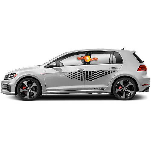 TCR Honingraat Zijdeur Vinyl Decal Set voor Volkswagen Golf