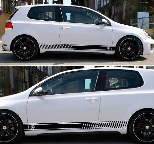 Ruitmotief Zijstreep Vinyl Decal Kit voor Volkswagen VW Golf GTI MK1-MK7