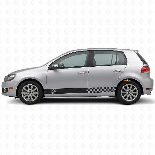 Geblokte Zijstrepen Vinyl Decal Kit voor Volkswagen Golf Mk4-Mk7 GTI R32