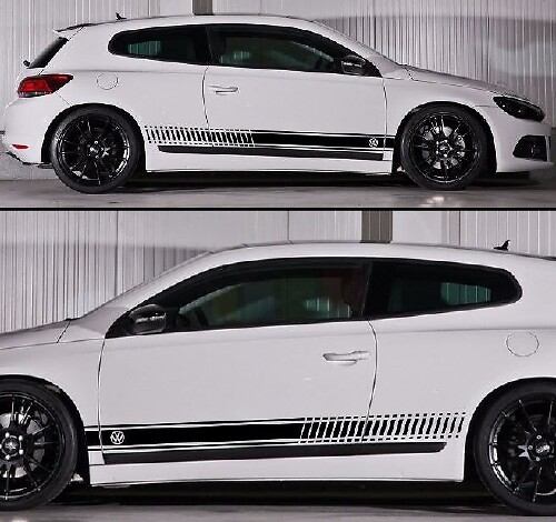 Racestrepen met VW-logo zijvinylsticker voor Volkswagen Scirocco