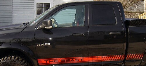 De Beast Strobe Side Stripes Vinyl Sticker Kit voor Dodge Ram Dakota SRT-10