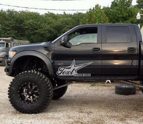 Tekst Aangepast Tekst Script Lettertype Ster Lage Zijkant Deur Vinyl Decal Kit voor Musclecar truck power truck