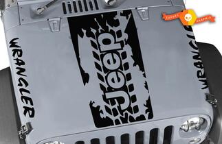 Jeep Wrangler Blackout Tyre loopvlak 3pc set vinyl hood spatbord stickers JK JKU LJ TJ