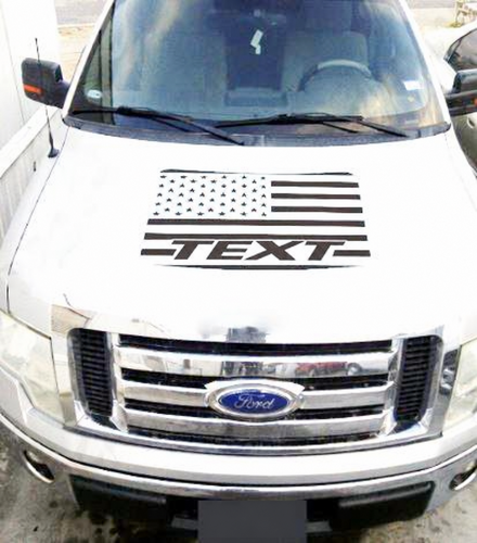 Aangepaste Tekst Blackout Amerikaanse Vlag Vinyl Motorkap Sticker Decal voor Musclecar truck 2009-2014