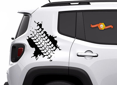 Bandenprofiel Modderspatters Achterzijde Vinyl Decal Set voor Jeep Renegade