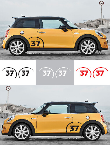 Custom Racing Nummer Spatbord Vinyl Decal Set voor Mini Cooper