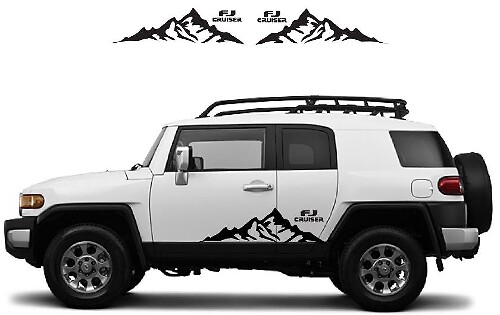 Mountain & FJ-logo zij vinyl decalset voor Toyota FJ Cruiser