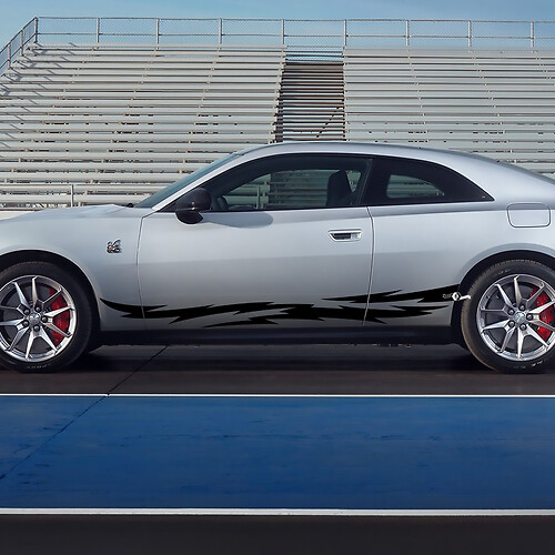 Zijrocker paneel stickers strepen voor Dodge Charger Electric 5
