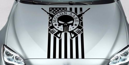 Punisher Skull Molon Labe VS Vlag Motorkap Vinyl Sticker