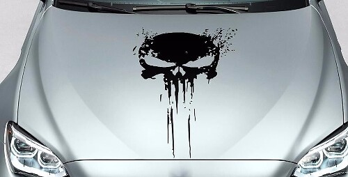 Punisher Skull Splash Stijl Motorkap Vinyl Decal Sticker voor Auto's