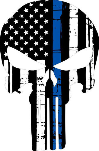 Punisher schedel Amerikaanse vlag politie blauwe lijn sticker-