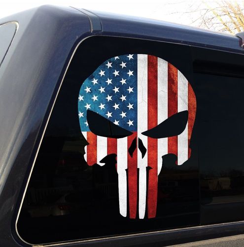 Punisher schedel Amerikaanse vlag militaire sticker sticker afbeelding