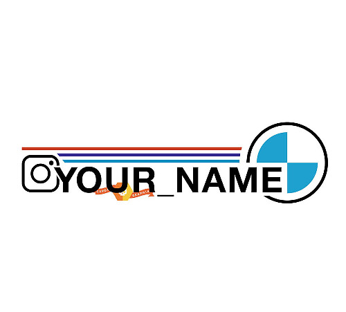 Aangepaste Instagram-gebruikersnaam BMW-stijl vinylstickerset
