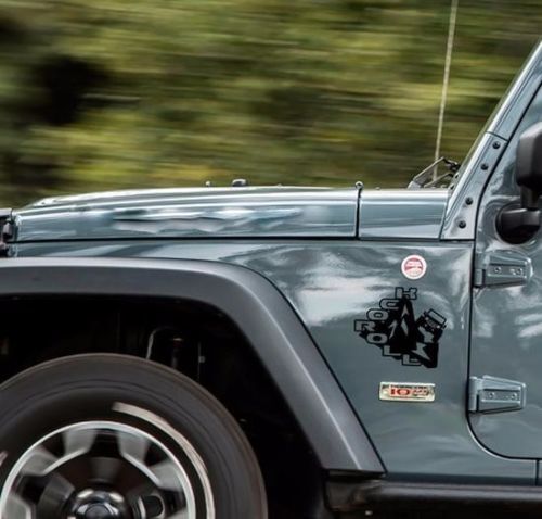 Paar Rock n ROLL Badge vinyl sticker sticker (past op wrangler rubicon)