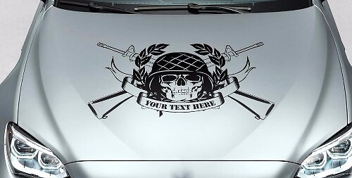 Skull uw tekst eer hood vinyl sticker voor auto track wrangler fj etc.
