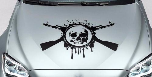 Skull blood guns hood side vinyl decal sticker voor auto track wrangler fj etc
