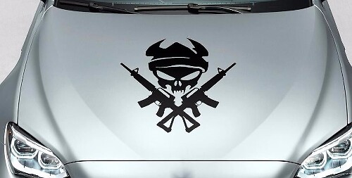 Skull Monster en geweren motorkap vinyl sticker voor auto track wrangler fj etc.
