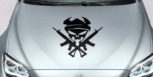 Skull Monster en guns hood vinyl sticker sticker voor auto track wrangler fj etc