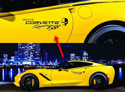 Corvette Racing Stijl Deur Logo Vinyl Decal Paar voor Chevrolet Corvette