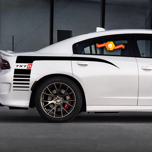 Custom TXT8 zijpaneelstrepen achterspatbord vinyl decal sticker voor Dodge Charger 2006-2010