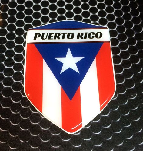 Puerto Rico Proud Shield Flag Domed Decal Embleem Auto Sticker 3D 2.3 x 3.3