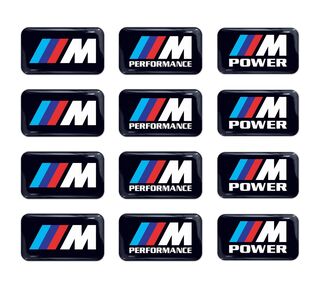 12-delige BMW M Power Performance 3D-koepelvormige sticker, embleem, wielsleutelhanger
