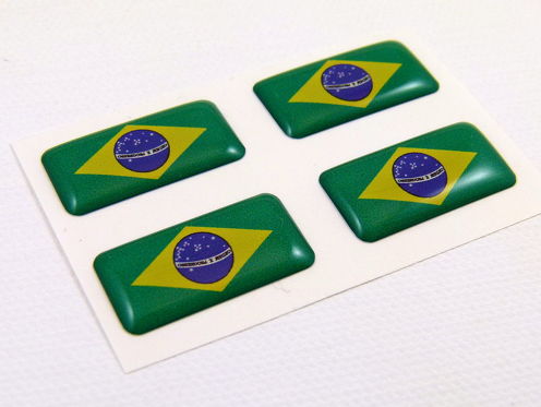 Brazilië mini koepelvormige vlagstickers 4 emblemen Auto auto fiets boot stickers