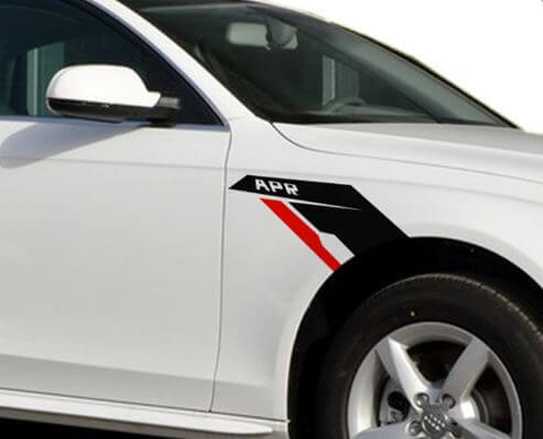 APR-stijl spatbord zijwervel vinyl decalset voor VW BMW Audi
