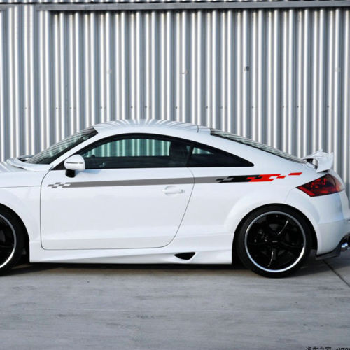 Ruitvormige Race Strepen Zij Vinyl Decal Kit voor Audi Honda Auto's