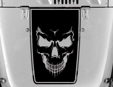 Hood Blackout Skull Evil Vinyl Sticker past Jeep Wrangler JK TJ LJ