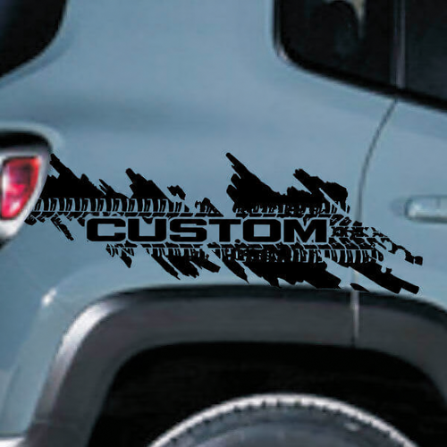 CUSTOM Tire Track Splash Achterspatbord Vinylsticker voor Jeep Renegade