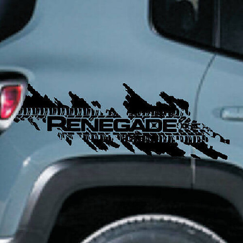 Jeep Renegade Distressed Tyre Splash Graphic Vinyl Decal Sticker Side Chrome