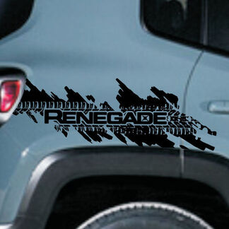 Jeep Renegade Distressed Tyre Splash Graphic Vinyl Decal Sticker Side Chrome