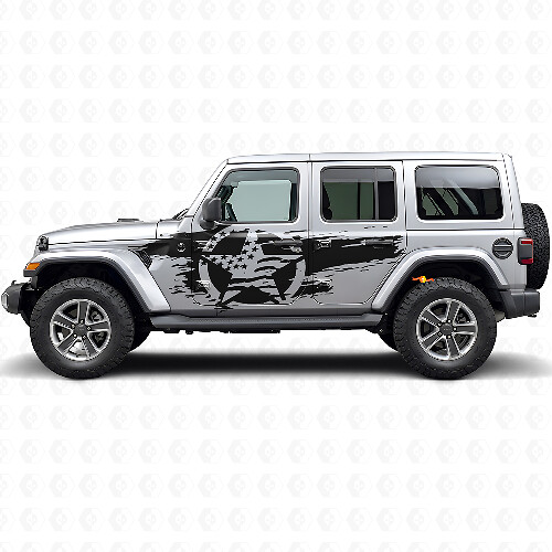 Verweerde USA Vlag Ster Zij Vinyl Decal Kit voor Jeep Wrangler
