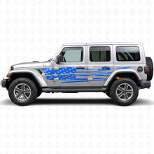 Versleten Amerikaanse Vlag Zij Vinyl Decal Set voor Jeep Wrangler_2