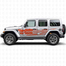 Versleten Amerikaanse Vlag Zij Vinyl Decal Set voor Jeep Wrangler_4