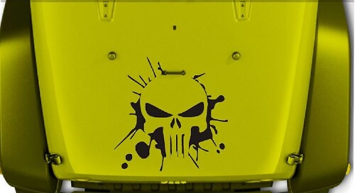 Punisher Skull Splash Stijl Motorkap Vinyl Sticker voor Jeep Wrangler