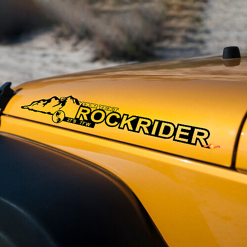Paar Jeep Wrangler Mountain ROCKRIDER Vinyl Hood Stickers Decals JK JKU 2007-2015
