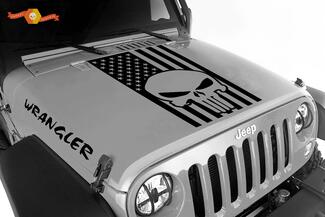 Jeep Wrangler Blackout Punisher Amerikaanse vlag 3-delige set vinyl motorkapstickers JK JKU