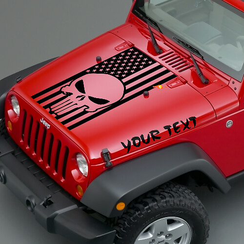 Punisher Skulls & USA Vlag Motorkap Vinyl Stickers voor Jeep Wrangler