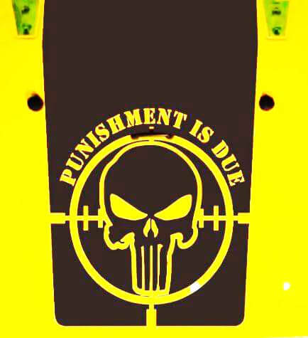 Punishment Is Due Skull Vinyl Motorkapsticker voor Jeep Wrangler