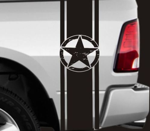 2 Truck Nachtkastje Vinyl Stripes Decals Distressed Stars Ram Ford Gmc Chevy F150