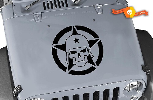 Army Skull Militaire Ster Kap Vinyl Sticker voor Jeep Wrangler